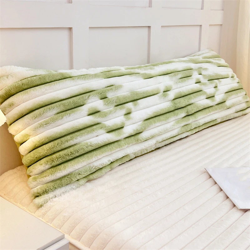 Winter Fluffy Plush Body Pillowcase Tie-Dye Soft Faux Rabbit Fur Pillowcase Home Decor Long Double Couples Pillow Case