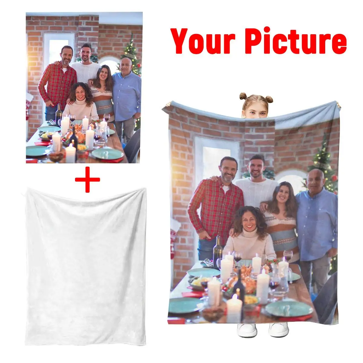 1 Custom Photo Blanket - Soft, Warm, Personalized Gift for Family, Friends - Perfect for Holidays, Birthdays, Anniversaries, Home, Travel, Office, and Everyday Use