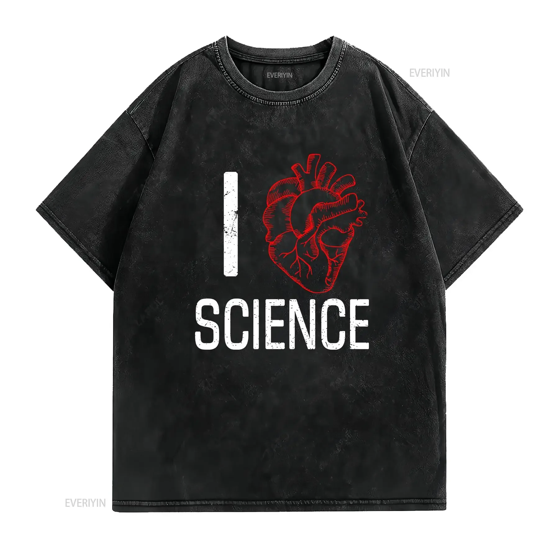 I Heart Science T shirt Research Studying Love Biology Chemistry Physics vintage Washed fashion Soft graphic Breathable
