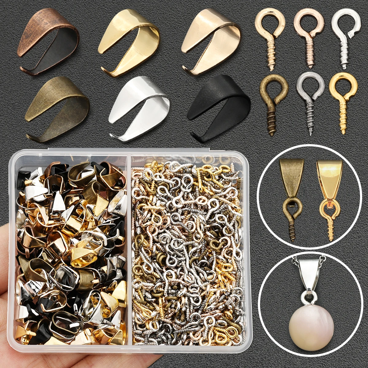 280 PCS Jewelry Making Parts Set Includes Sheep Eye Screws and Grape Seed Buckles. Suitable for DIY Jewelry Making