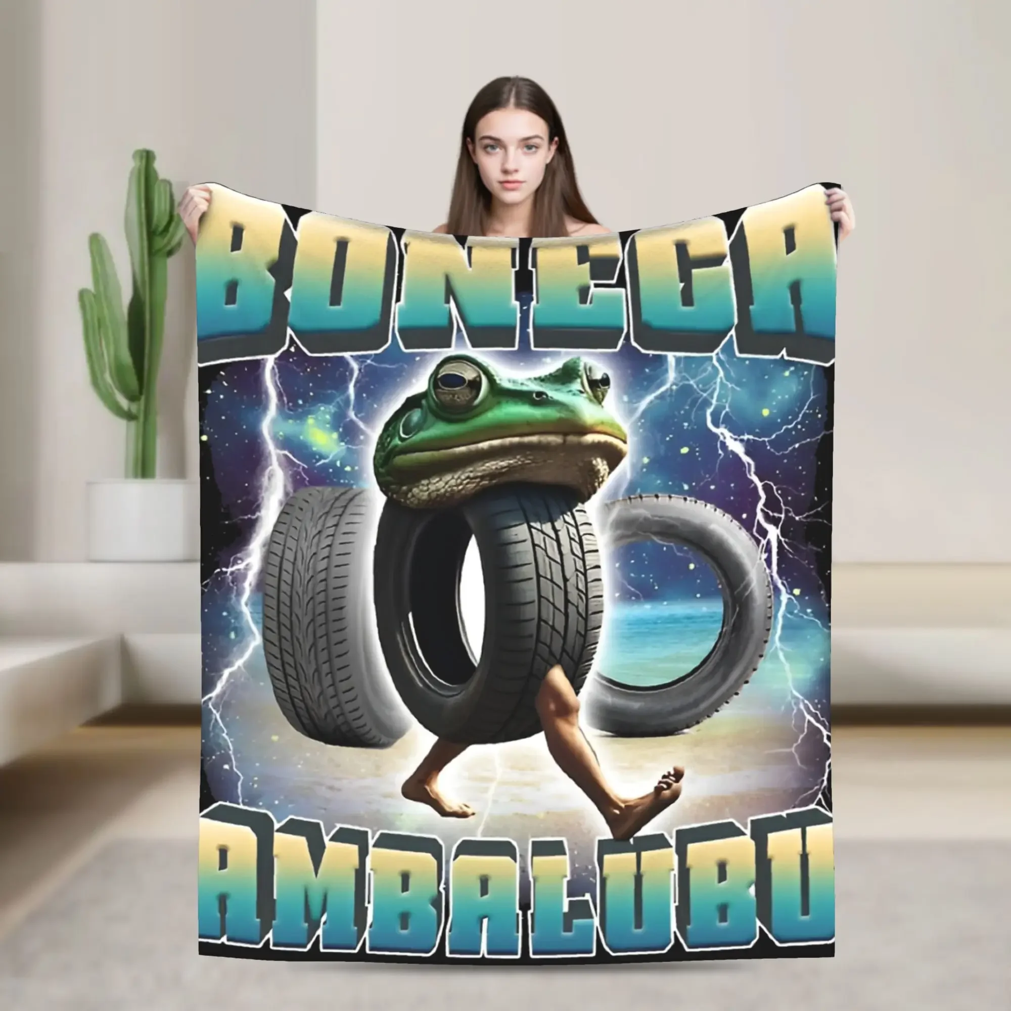 Boneca Ambalubu Funny Italian Brainrot Meme Flannel Blankets  Warm Soft Throw Blanket for Outdoor Bedspread Sofa Bed Cover