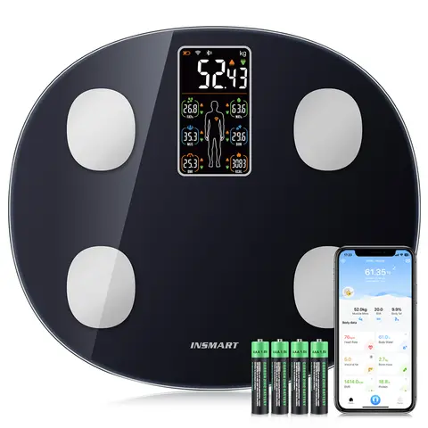 INSMART 스마트 저울 체중 규모 균형 체중 Bmi 체지방 욕실 저울 블루투스에 대한 화면 디지털 규모
