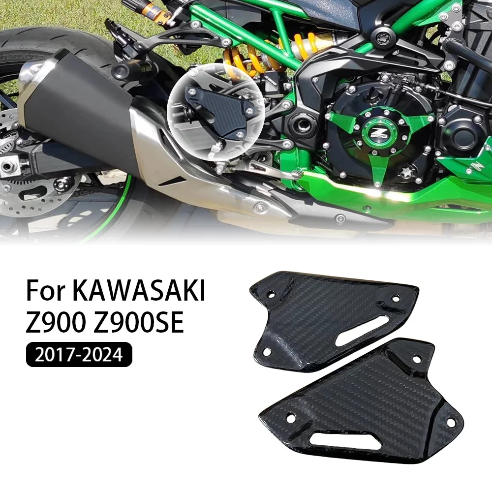 Motorcycle Footrest Heel Guard Cover, Rearsets Foot Peg Protector, 100% Carbon Fiber, Fit for KAWASAKI Z900, Z900SE, 2017-2021