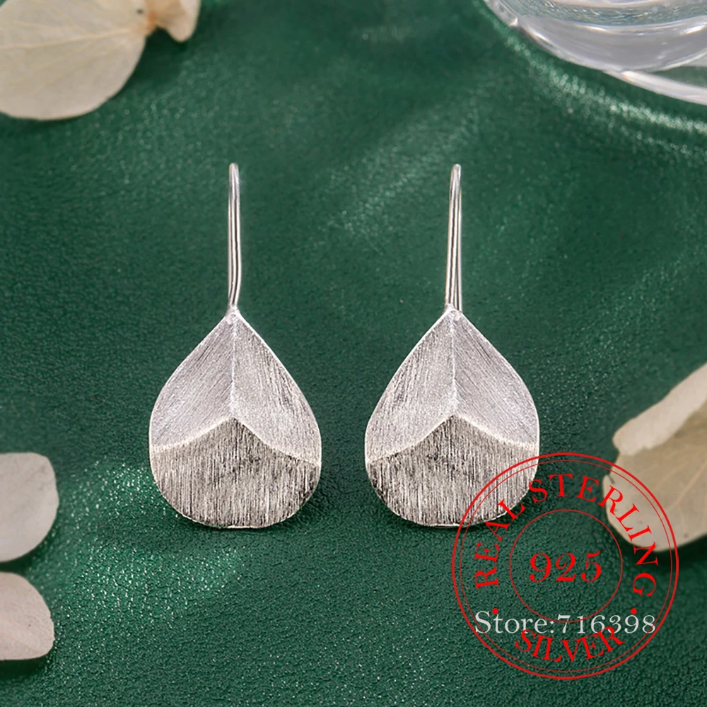 

925 Sterling Silver Jewelry Luxury Leaf Geometric Drop Earrings For Women Wedding Party Jewelry For Girls Friend Gift
