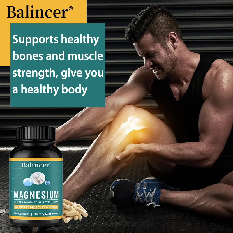 

Magnesium Glycinate + Zinc Supplement - Immune System Support, Muscle, Joint and Bone Health - 120 Capsules, Non-GMO