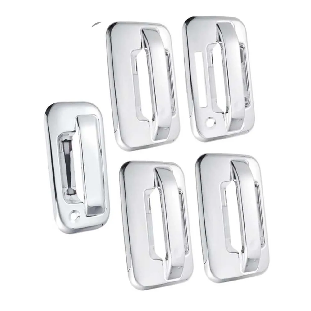 For Ford F150 4DR 2004-2014 Exterior Handle Cover Kit Featuring Driver Side Keypad Hole and Passenger Side Solid Design