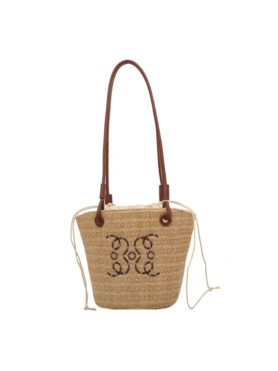 High Quality Straw Bag for Women with Large Capacity, Holiday Summer Beach Bag, One Shoulder Woven Bucket Bag Travelling Bags