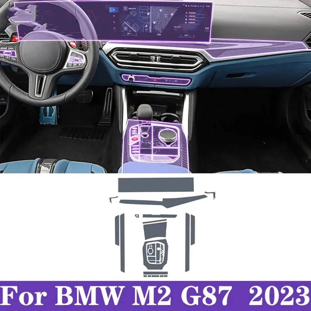 

For BMW M2 M3 G87 G80 2023 Car Interior Center Console Transparent TPU Protective Film Anti-scratch Repair Film Accessories