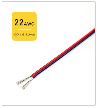 22 AWG 2 PIN 609 Meters 2000FT Electrical Wire Tinned Copper PVC Insulated Red Black Cable For LED Strip Light Extension Wire