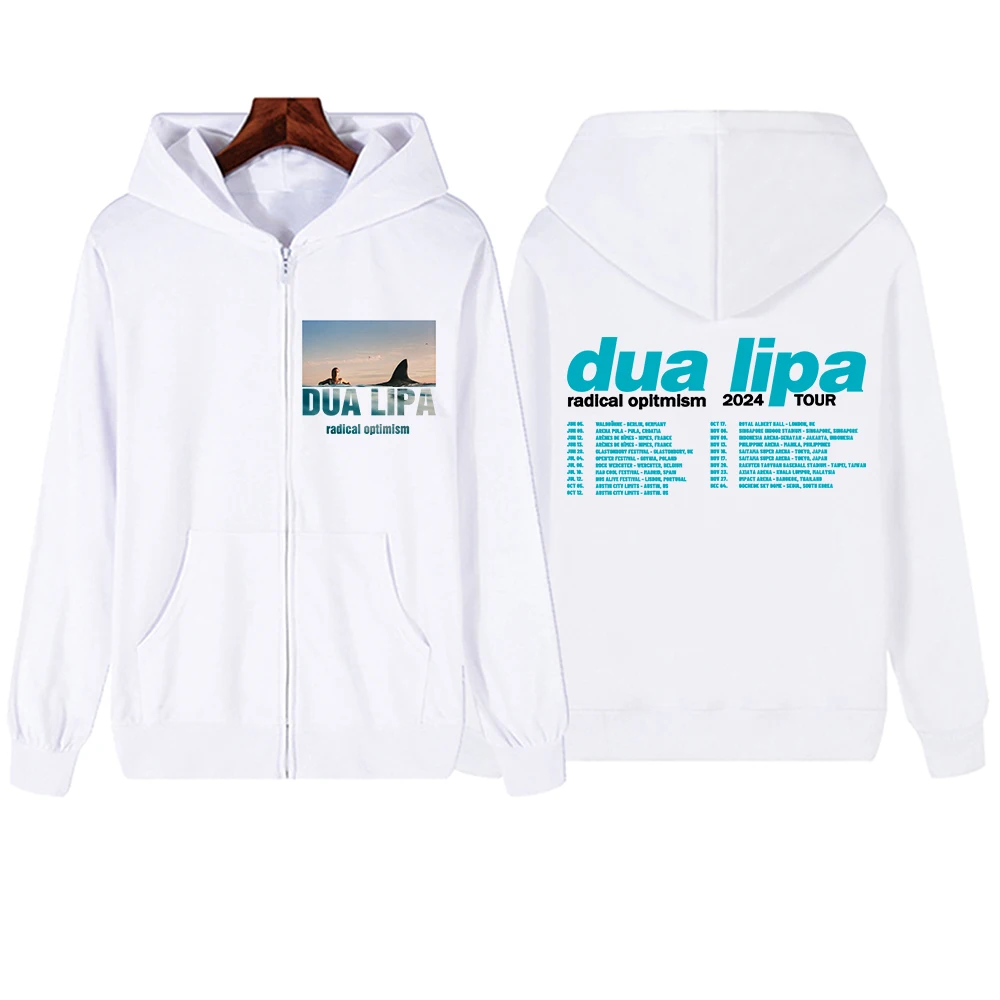 Dua 2024 Lipa Radical Optimism Tour Zipper Hoodie Harajuku Pullover Tops Sweatshirt Streetwear Fans Gift