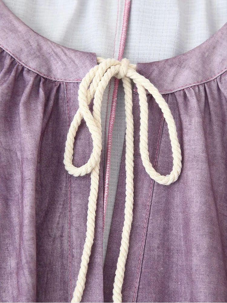 Robe longue à col rond pour femmes, style européen, nouvelle mode, tempérament polyvalent, simple, teinture par nouage