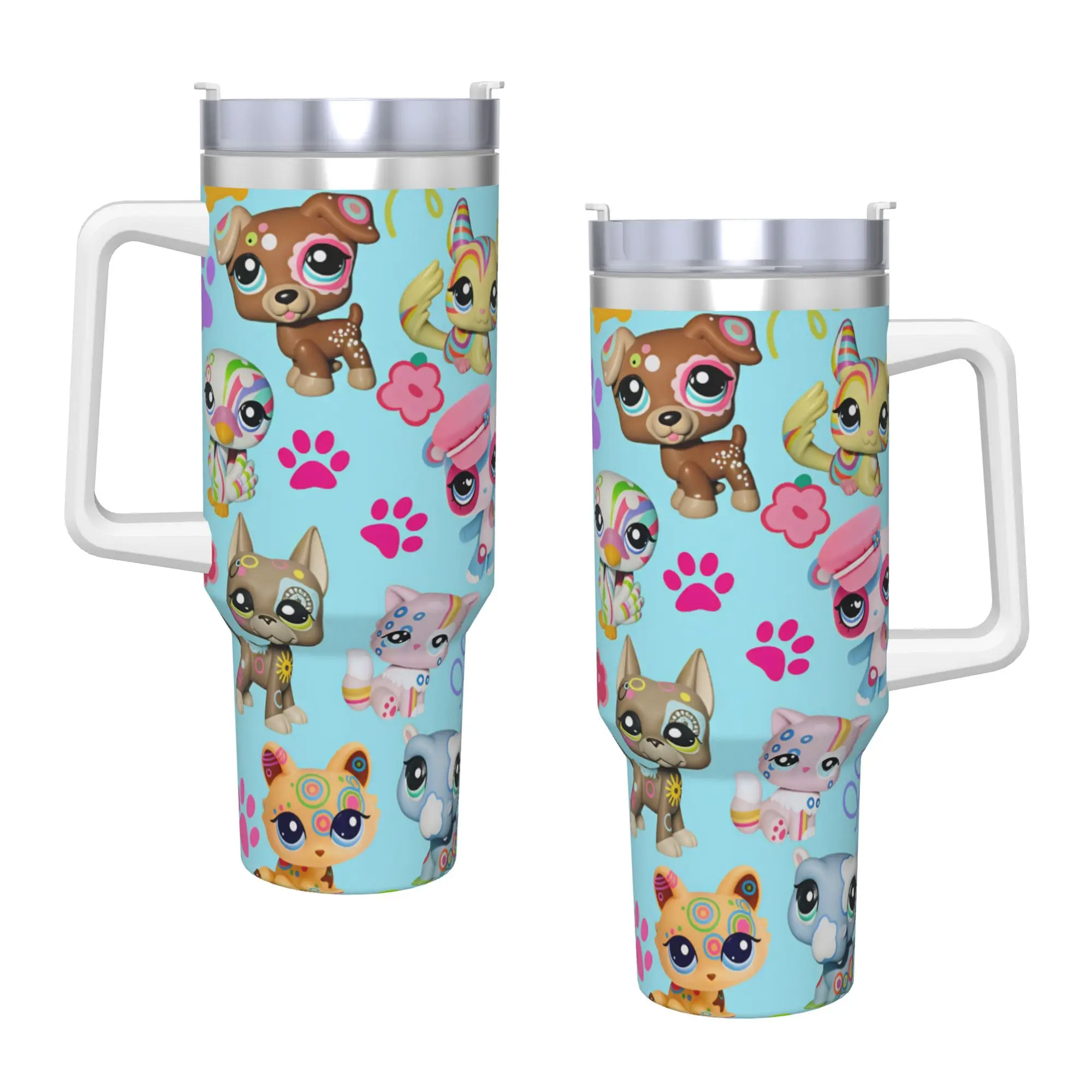 Littlest Pets Shops Tumbler  Cold Drink Water Bottle Portable Stainless Steel Thermal Cups Custom DIY Beach Car Mugs