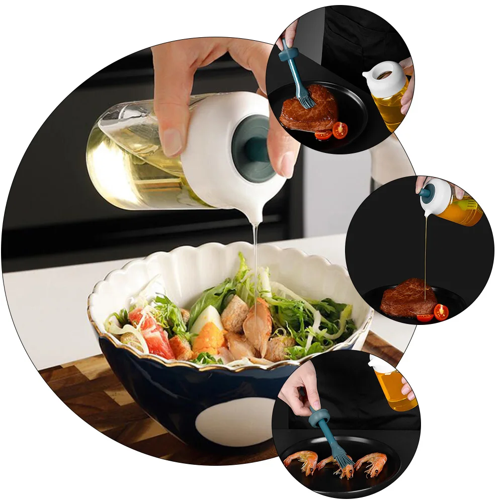 

1Pcs Press Type Oil Bottle Kitchen Storage Container for Vinegar Soy Sauce with Brush Oil Dispenser Condiment Container