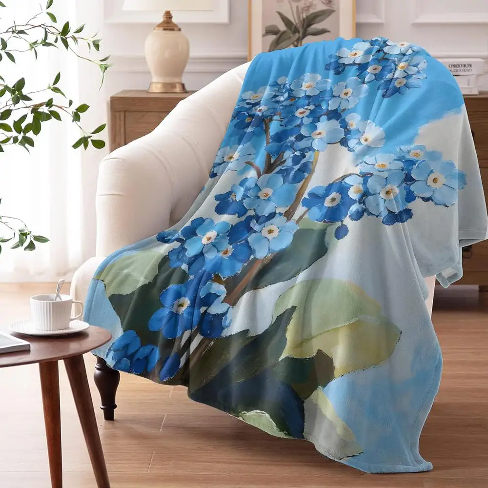 Forget Me not Throw Soft Flannel AC Blanket Lightweight Summer Nap Throw Cozy  Blanket for Sofa Bed Travel Home