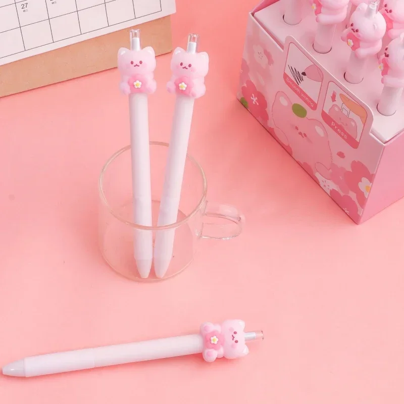 

Гелевая ручка Cute Cherry Blossom Cat Press — тонкая точка 0,5 мм, плавное письмо, канцелярские принадлежности для школы и офиса с героями мультфильмов