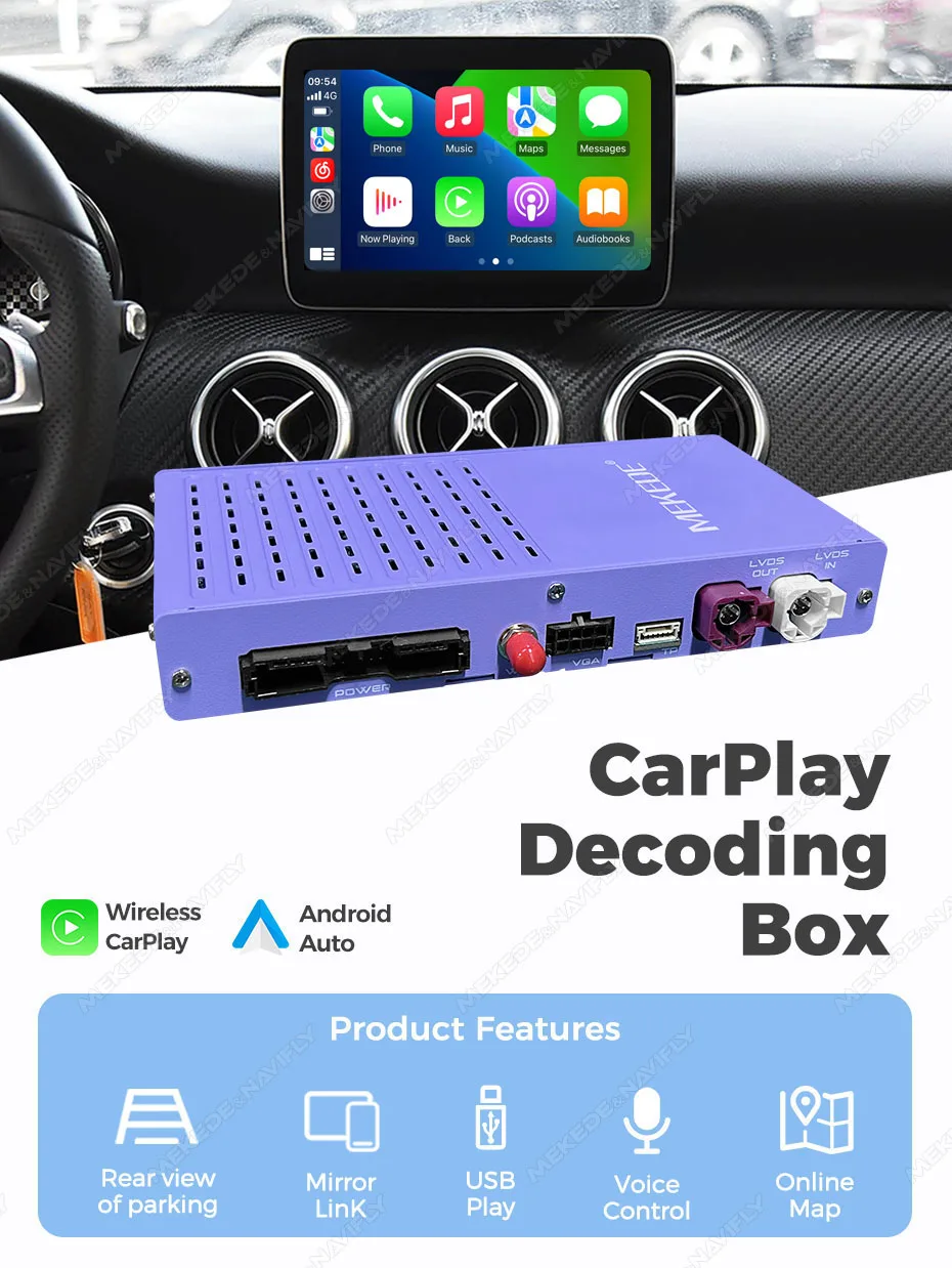 MEKEDE Wireless CarPlay Android Auto Decoder für Mercedes Benz NTG4.0 NTG4.5 NTG5.0 Auto Smart Video Box unterstützt Youtube Netflix – Detail 7