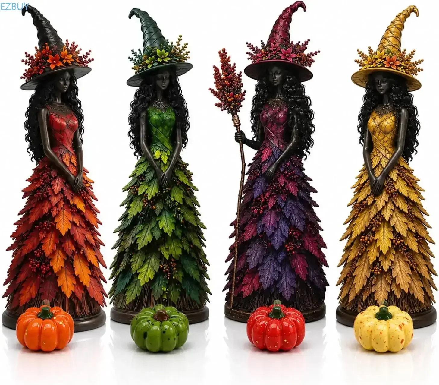Enchanted Autumn Witch Figurine,Resin Fall Tabletop Statue (Autumn Embers Witch)