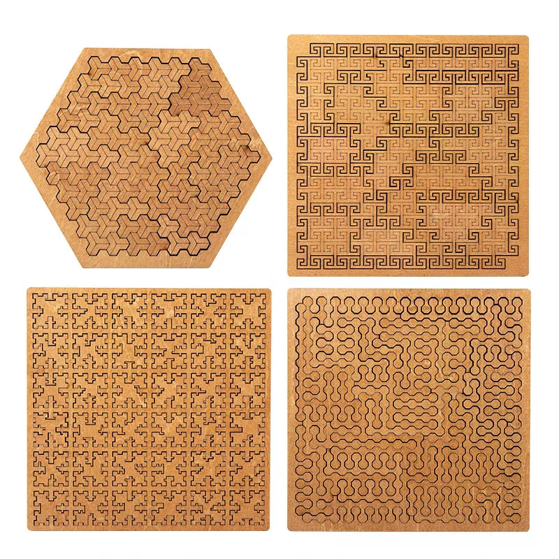 

Fractal Tray Puzzles,Mind Bending Wooden Jigsaw Puzzle,Unique Irregular Creative Labyrinth Impossible Difficult