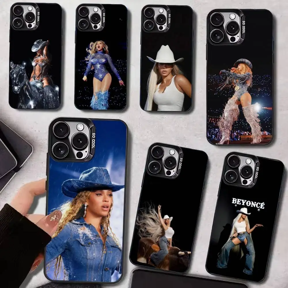 

Queen B-Beyonce Cowboy Carter Phone Case For iPhone 17, 16,15,14,13,12,11 Plus,Pro Max, Colorful Silver Funda Cover