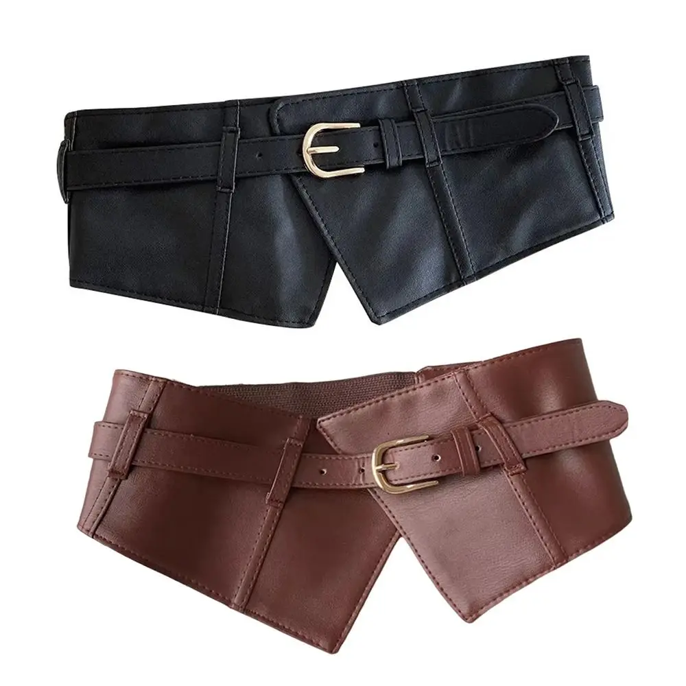 Fashion Wide Buckle Corset Waist Belt Decorative PU Leather Cummerbunds DIY Waist Bands For Women Lady Girl