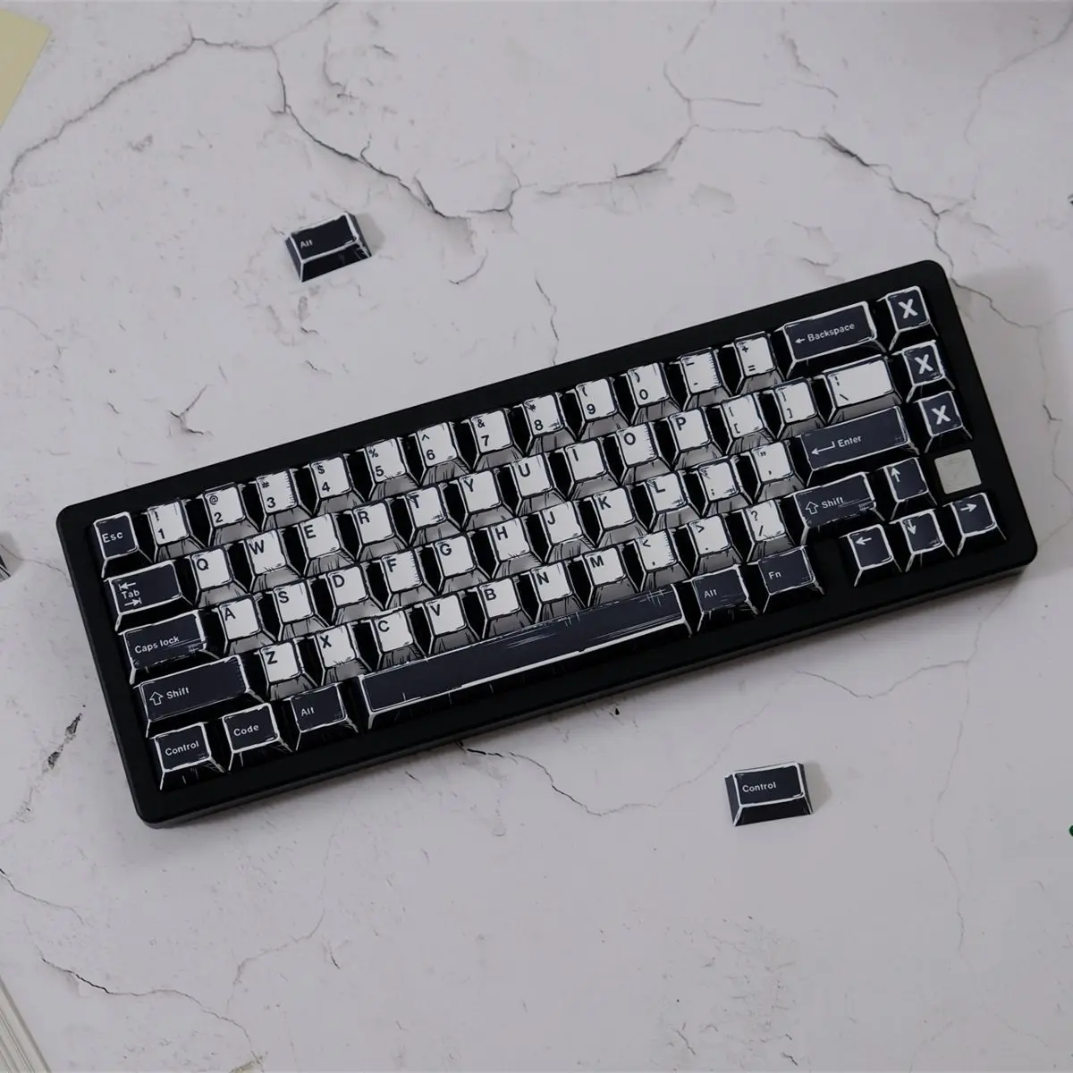 コミックブラックホワイトキーキャップチェリー PBT キーキャップ F75 K500 メカニカルキーボードゲーミング MX スイッチキーボードクラシックカスタムキーキャップ