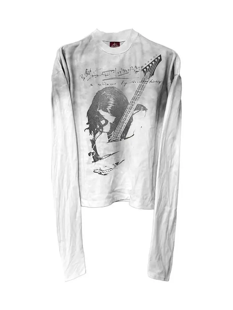 Japanese Subculture Retro Women Long Sleeve T Shirt Streetwear Hip Hop Gothic Harajuku Grunge Tops Punk Tees 2025 Autumn New