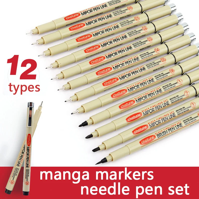 

Manga Markers Pen Set Needle Hook Line Pen Art Hand-painted Sketch Pens Stationery Set Art School Supplies