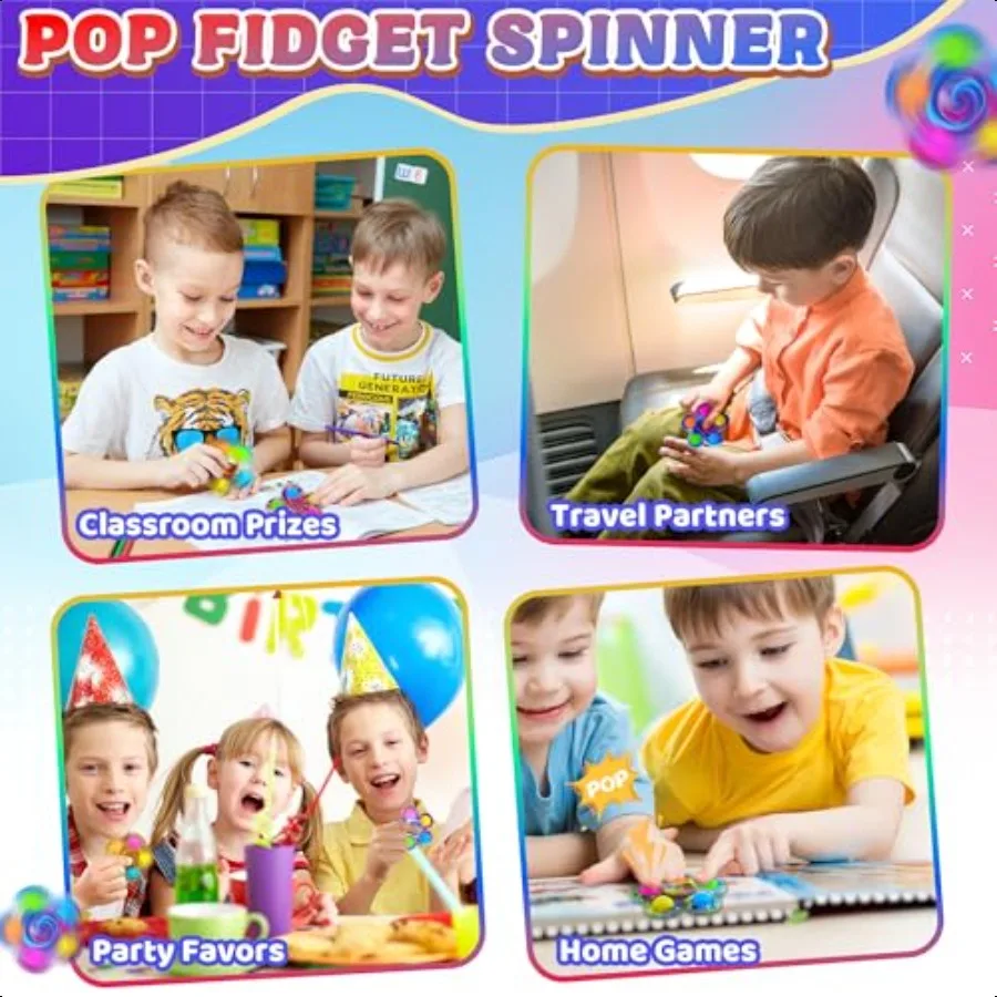 9 pezzi di giocattoli Fidget Spinner sfusi per la scatola del tesoro in classe, premi per calze, regalo di compleanno, bomboniere pop, attività di viaggio