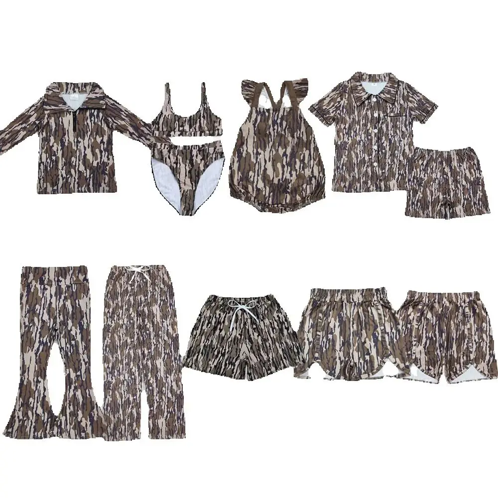 

Sibling Adult Women Bottomland Camouflage Buttons Tops Shorts Pajamas