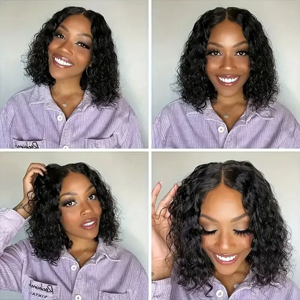 شعر مستعار مجعد غريب للنساء ، شعر بشري منتوف مسبقًا ، دانتيل أمامي شفاف ، موجة مائية ، كثافة ، 13x4