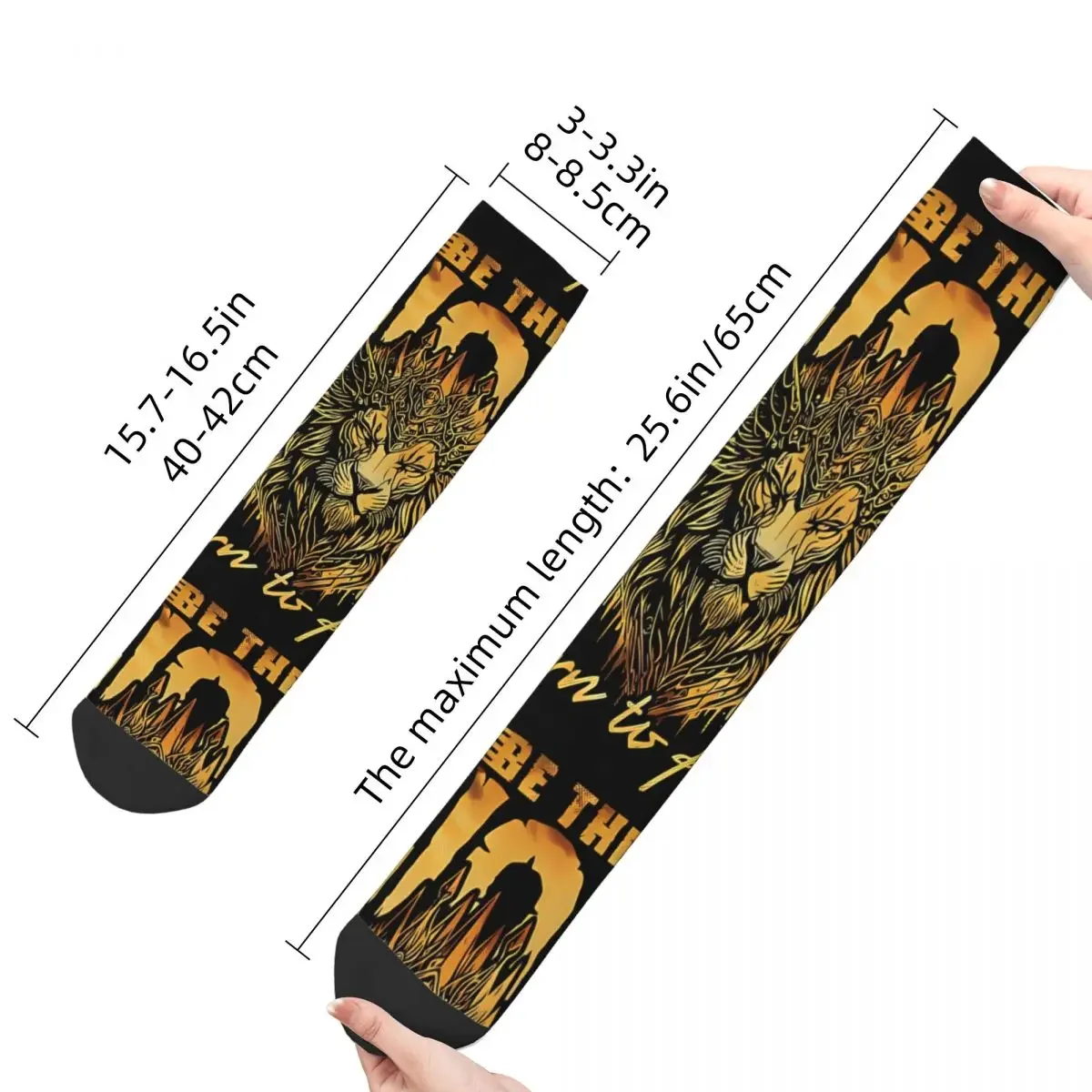 Funny Sock For Men Be The Lion Born To Rule Harajuku Golden Lion And Damask Breathable Pattern Printed Crew Sock Novelty Gift