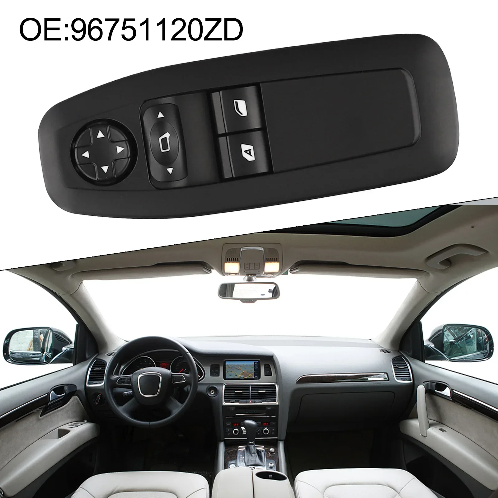 Auto Parts Lift Switch Button 6.69x2.48x2.28 Inch ABS+Metal Black Car Accessories Replacement Waterproof For 3008 2018