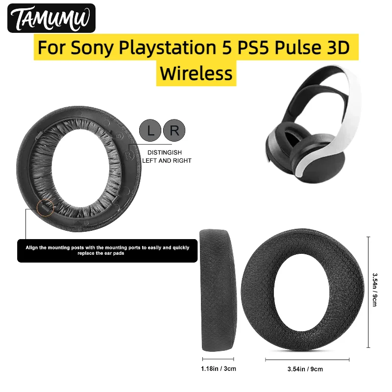 

Replacement Protein Ear Pads for Sony Playstation 5 PS5 Pulse 3D Wireless Headphones Soft Foam Ear Cushions High Quality