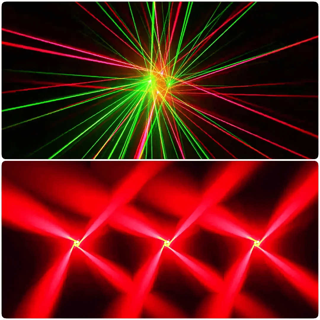 100W Strobing Laser Moving Head Light DMX512 RGB LED Multifunction Four Arm Rotary Stage Lighting for DJ Bar Party Disco