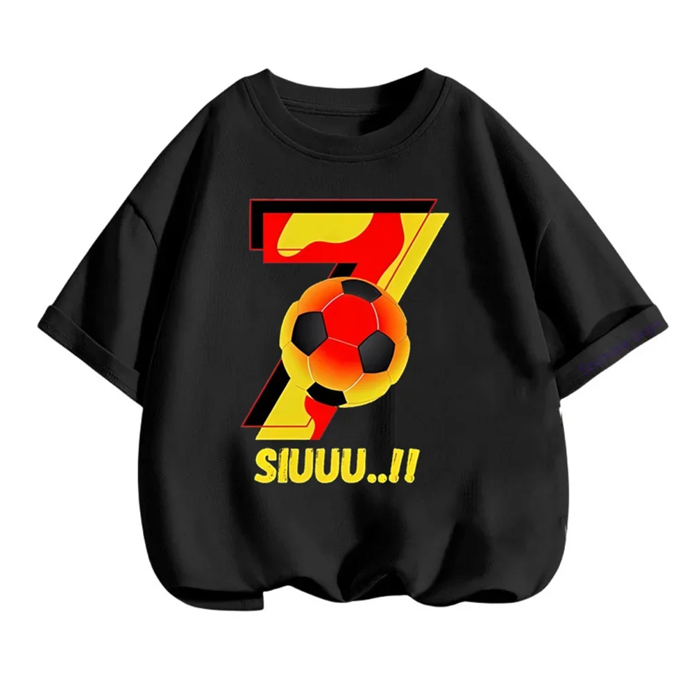 

Ronaldo Football Star Printed Children's Clothing Kids Summer Short-sleeved Boys Girls Black Teen T-shirt Sportswear Tops Teen