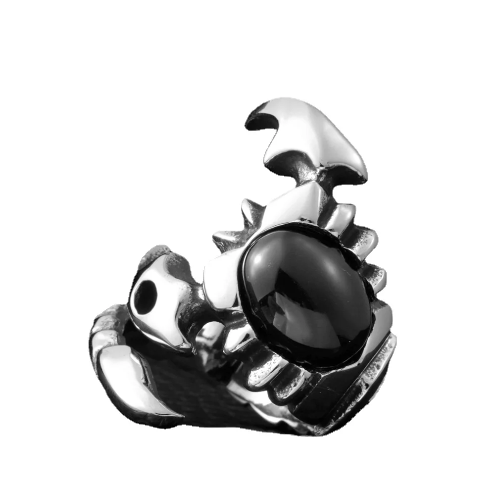 

European and American Minimalist Hip-hop Personality Black Ruby Stainless Steel Rings Size 7-15