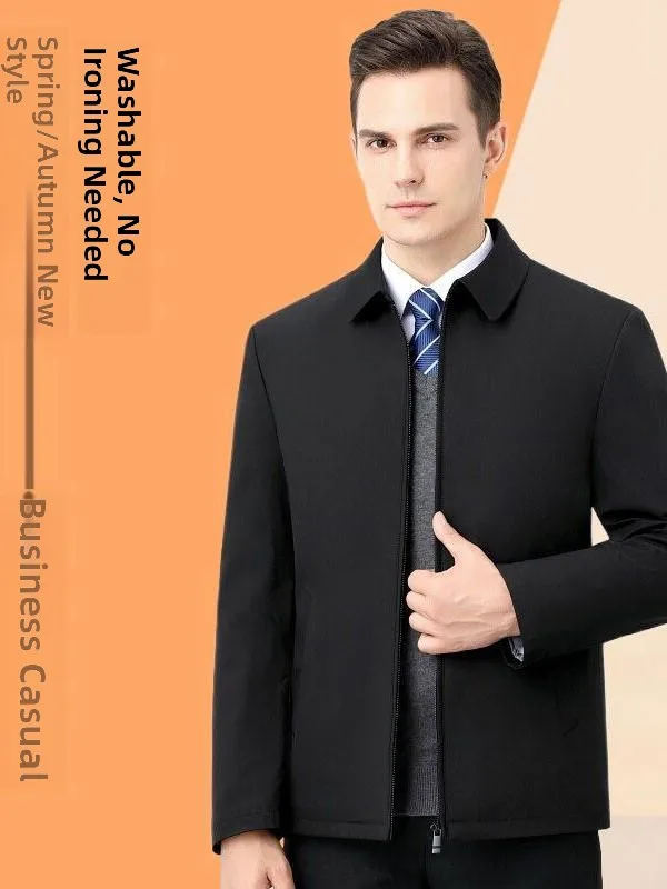 

High-End Winter Cotton Jaet Men's New Sle Collared Thiened Casual Mid-aged Busin Dad Clothes Outerwear Coat