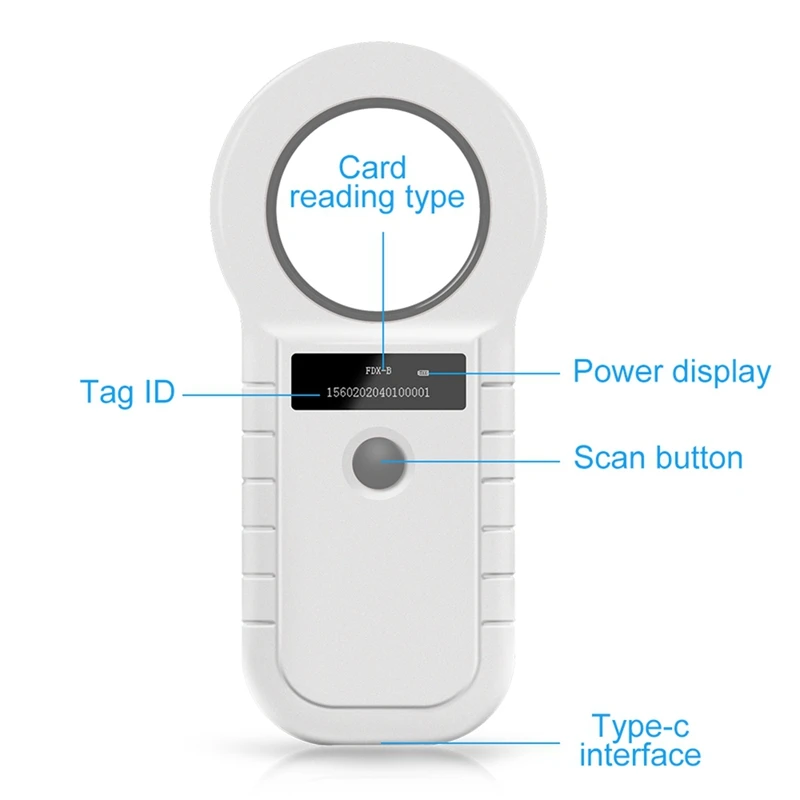 134.2Khz RFID Animal Chip Reader 15 Digits Pet ID Scanner EMID FDX-B Microchip Tag Registration For Cow Fish Dog