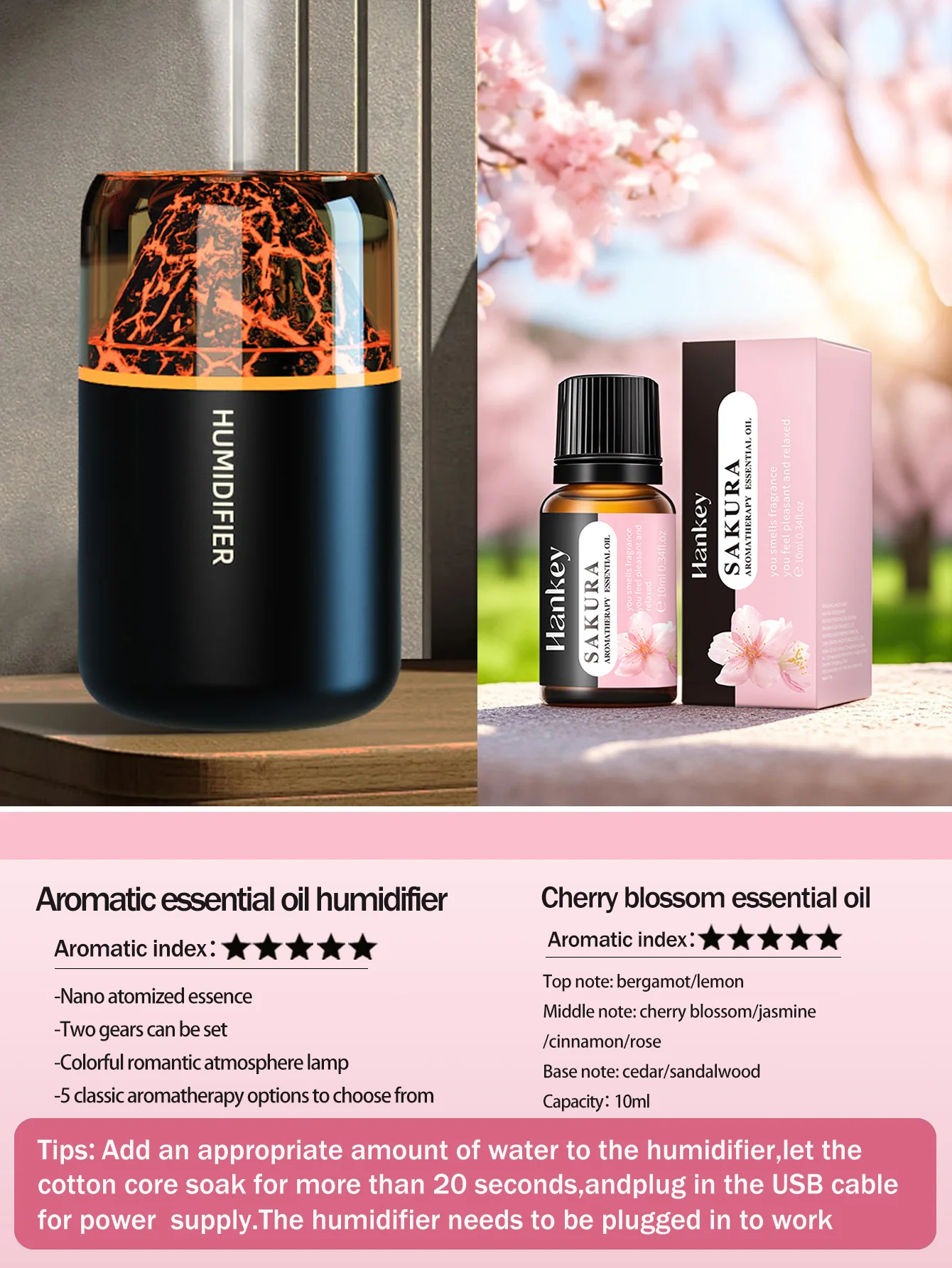 Der USB-Aromatherapie-Diffusor mit simulierten vulkanischen Farblampen ist für den Einsatz in Autos, Häusern, Schlafzimmern und als Geschenk geeignet.