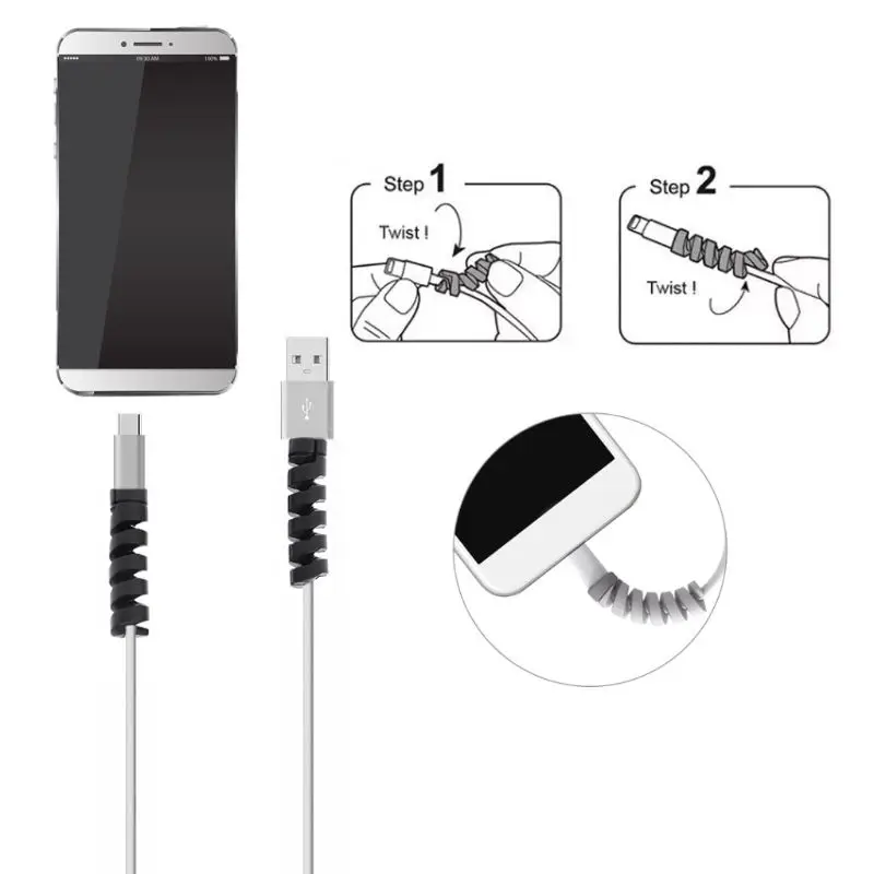 케이스용 USB 충전기 케이블 보호용 휴대폰 케이블 2개 나선형 전화 보호 sl