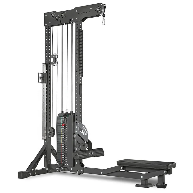 Máquina de remo comercial 3 en 1 con asiento abatible de alto Lat: entrenador de estante de fitness de acero para entrenamientos multifunción