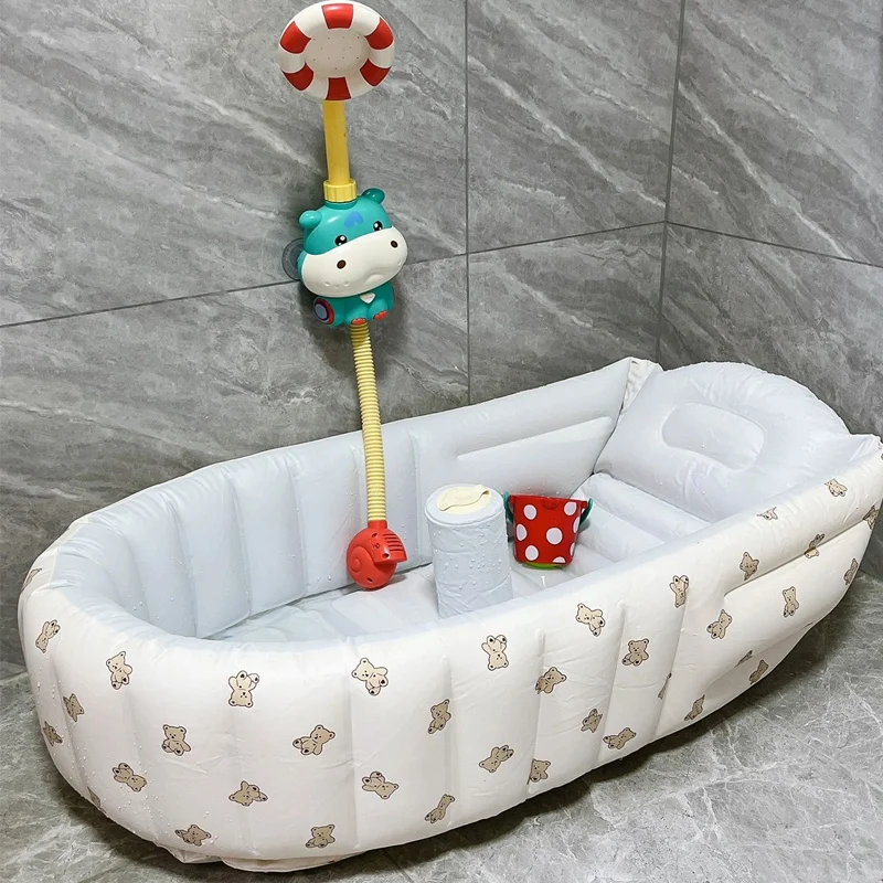 Children's bath bucket baby household inflatable folding bath bucket thickened double simple swimming pool large portable.