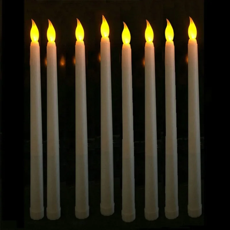 3D Taper Long-pole Candles Lights LED Flameless Pointed Candle Light Battery Electronic Tealight Wedding Christmas Party Decor