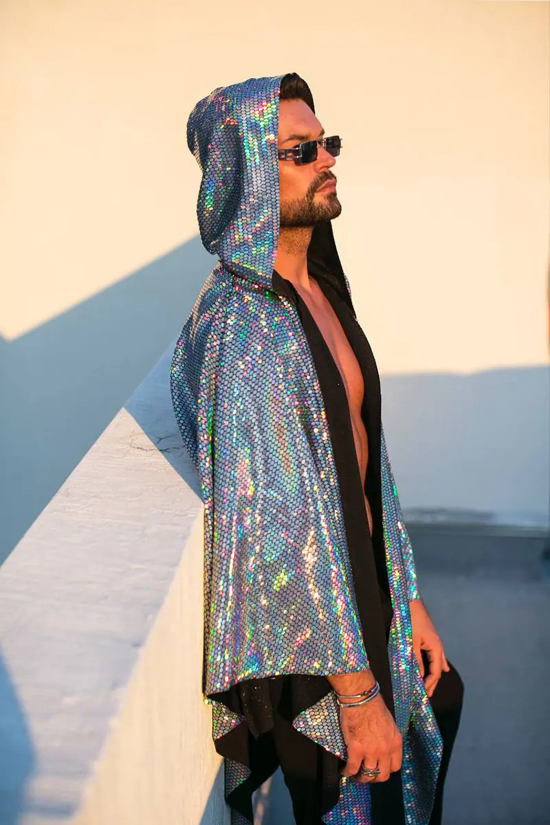 Men's bright colored hooded cape