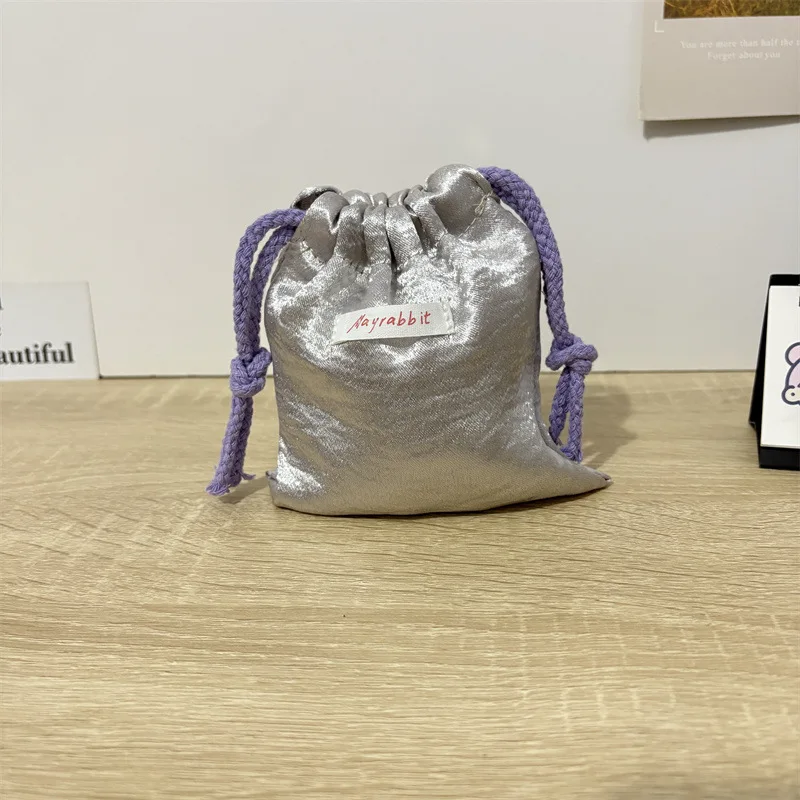 Pearlescent Pleated Satin Drawstring Bags Jewelry Dust-proof Bag Large Capacity Travel Organizer Toiletry Bag Candy Gift Bag