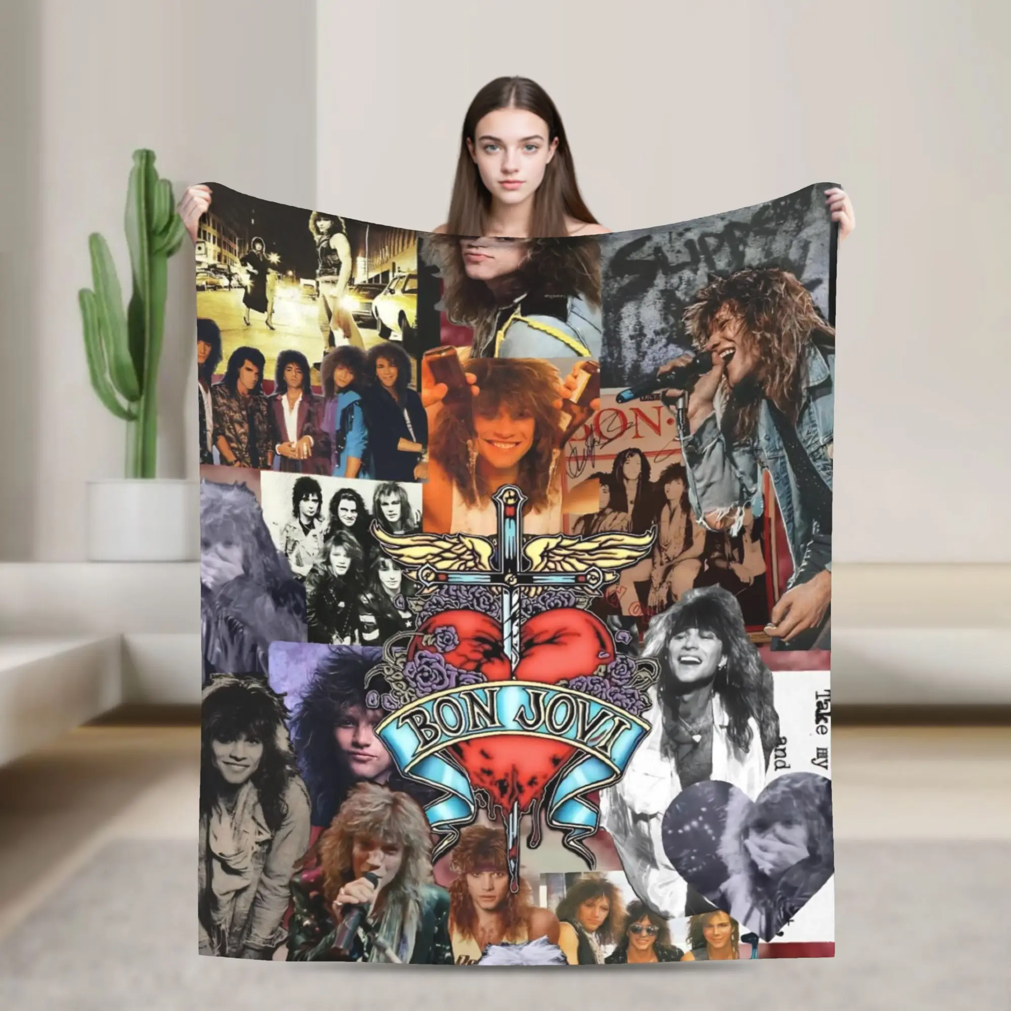 Bons Jovis American Rock Blankets  Fleece Throw Blankets Airplane Travel Printed Soft Warm Bedspread
