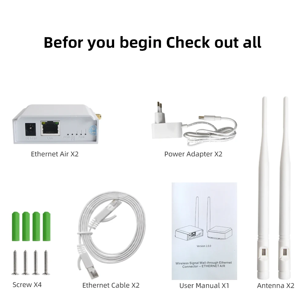 Video Intercom Wireless Transceiver Ethernet Port Bridge Kit Outdoor Connection Remote 1 KM for Security IP Camera