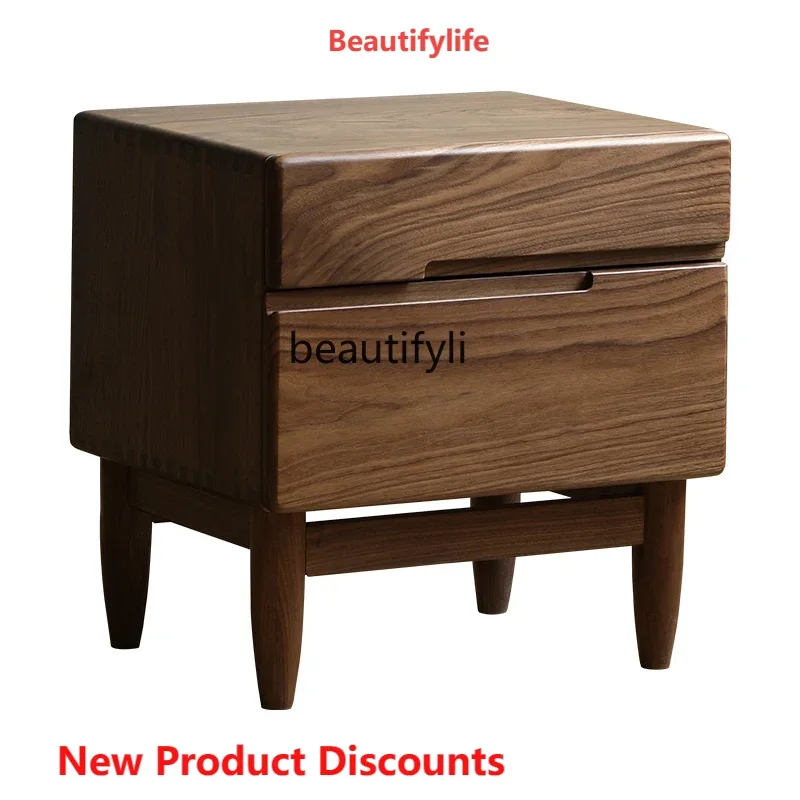 

S Solid Wood Bedside Cabinet Nordic Simple Modern Small Apartment Log Storage Bedside Table storage cabinet furniture