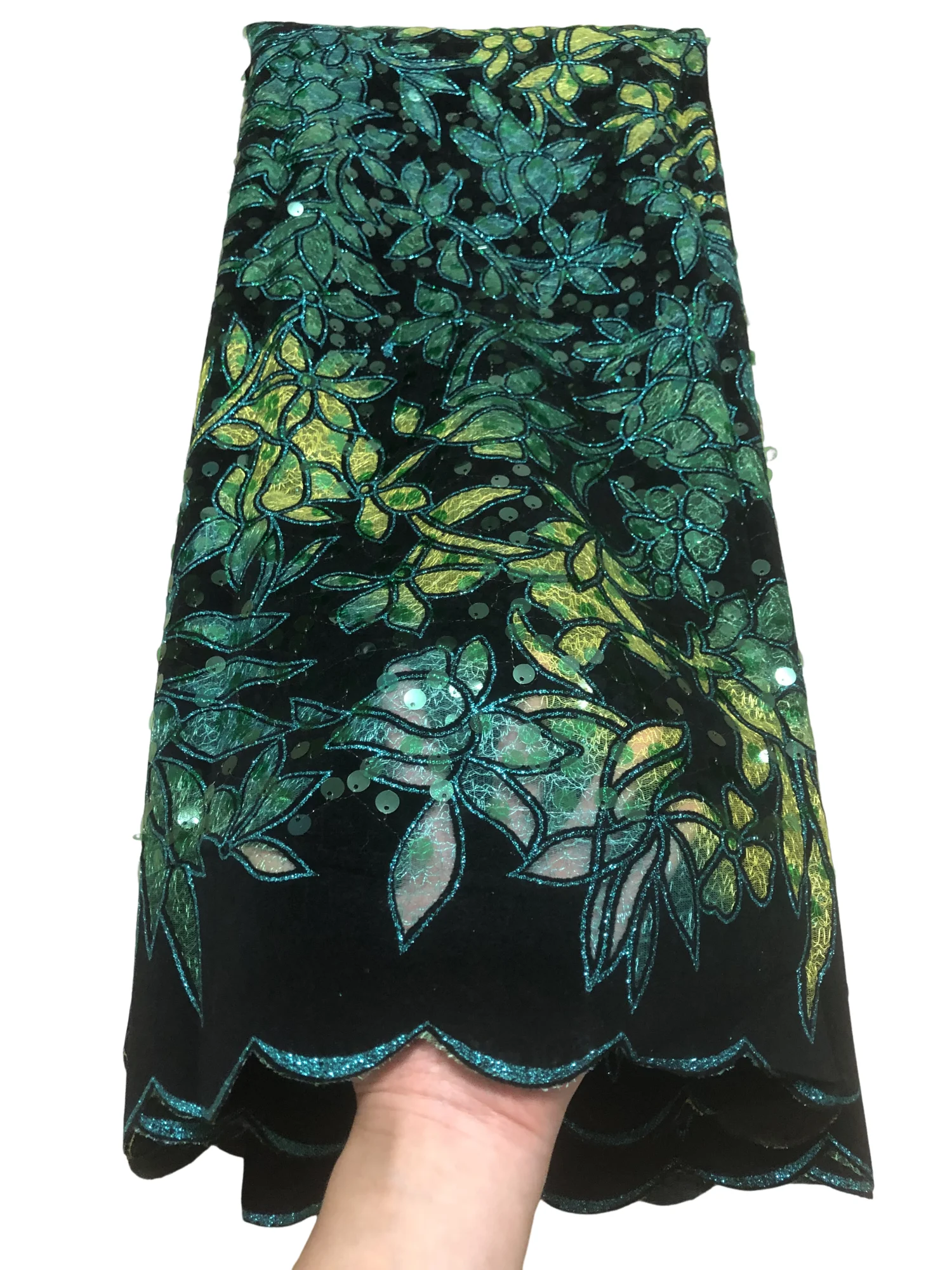 

5 ярдов французской бархатной кружевной ткани с блестками, высококачественная африканская бархатная кружевная ткань 2025 года для женщин, роскошные вечерние платья WF