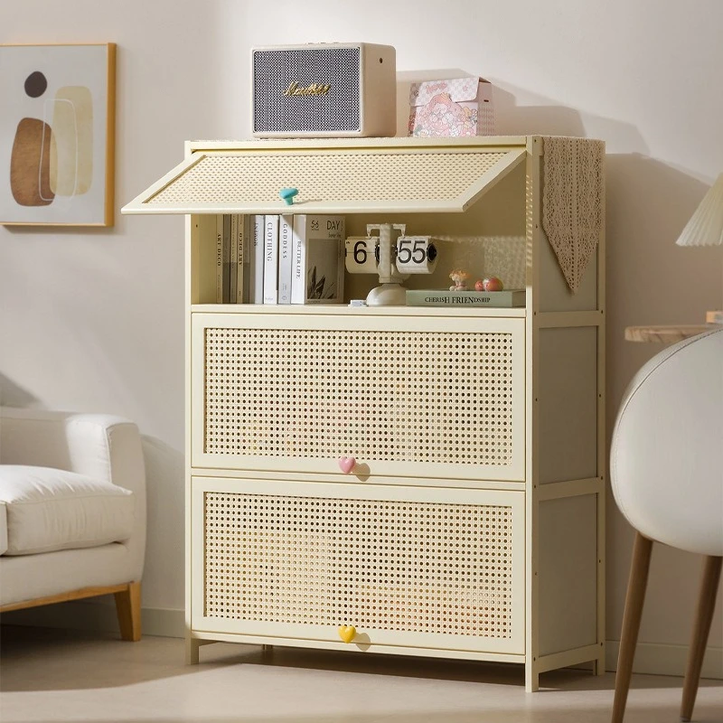 Cream Wind Bookshelf Shelf Floor-to-ceiling household bookcase with door locker Living room locker